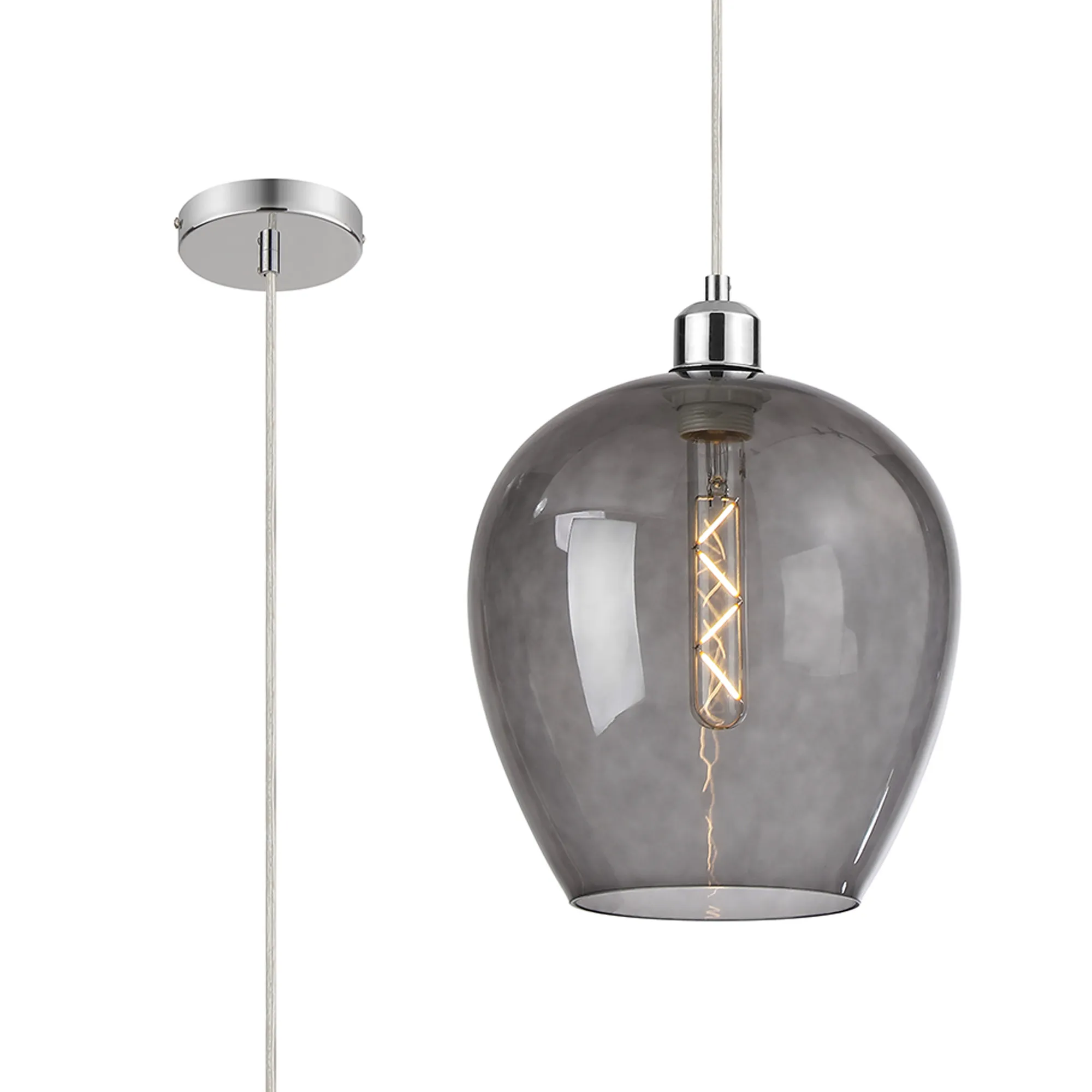 Cawdor Polished Chrome Ceiling Lights Deco Single Pendant